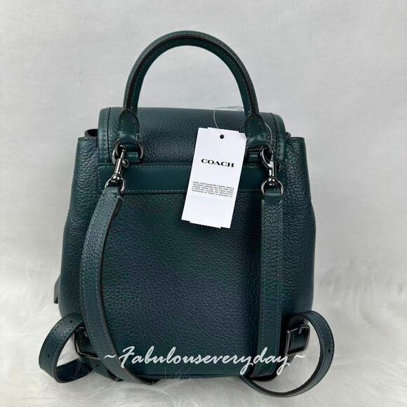 Coach Hadley Backpack In Leather Gunmetal/Dark Teal CBH09 NWT - Picture 3 of 9